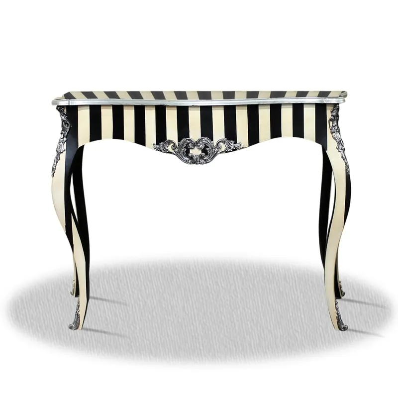 Heißes Angebot Casa Padrino Barock Konsole Schwarz Weiß Silber 100 x 40 x H. 85 cm - Luxus Möbel