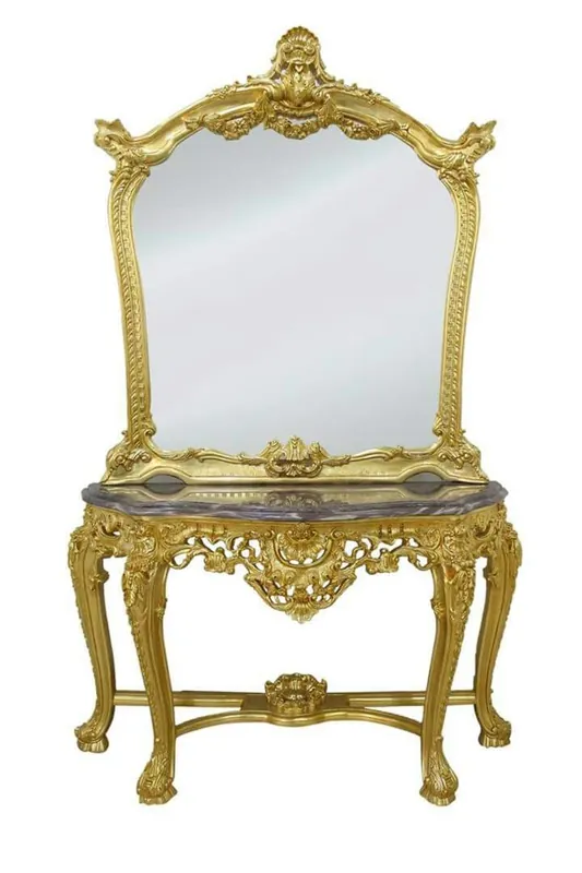 Casa Padrino Luxus Spiegelkonsole mit Marmorplatte - Barock Spiegelkonsole Saisonangebot