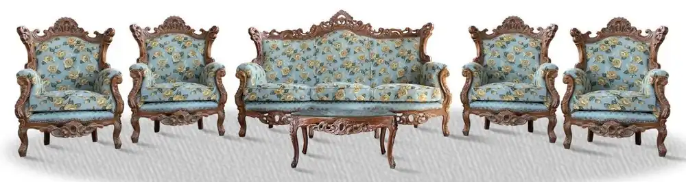 Jetzt Bestellen Casa Padrino Barock Sofa Set 3er Sofa 4 Sessel und Tisch mit Glasplatte - Antik Sofa Set