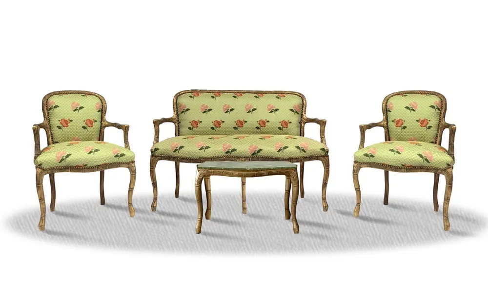 Casa Padrino Barock Salon Set Vintage Gold Hellgrün - Antik Stil Schnäppchen