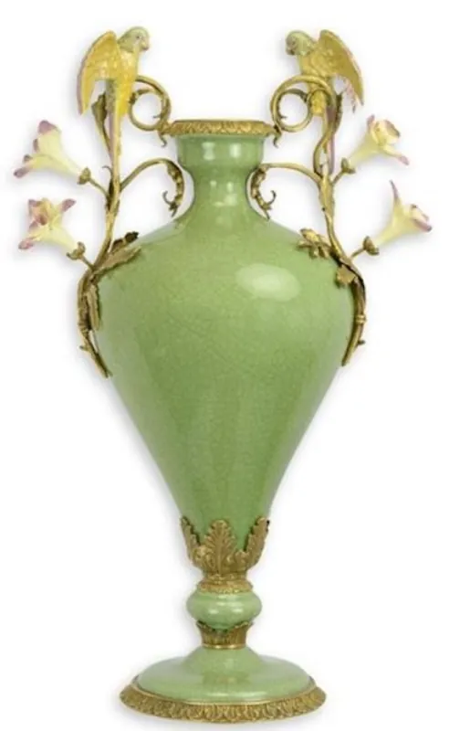 Sofort Bestellen Casa Padrino Luxus Porzellan Vase mit 2 Griffen H. 55,5 cm - Limited Edition