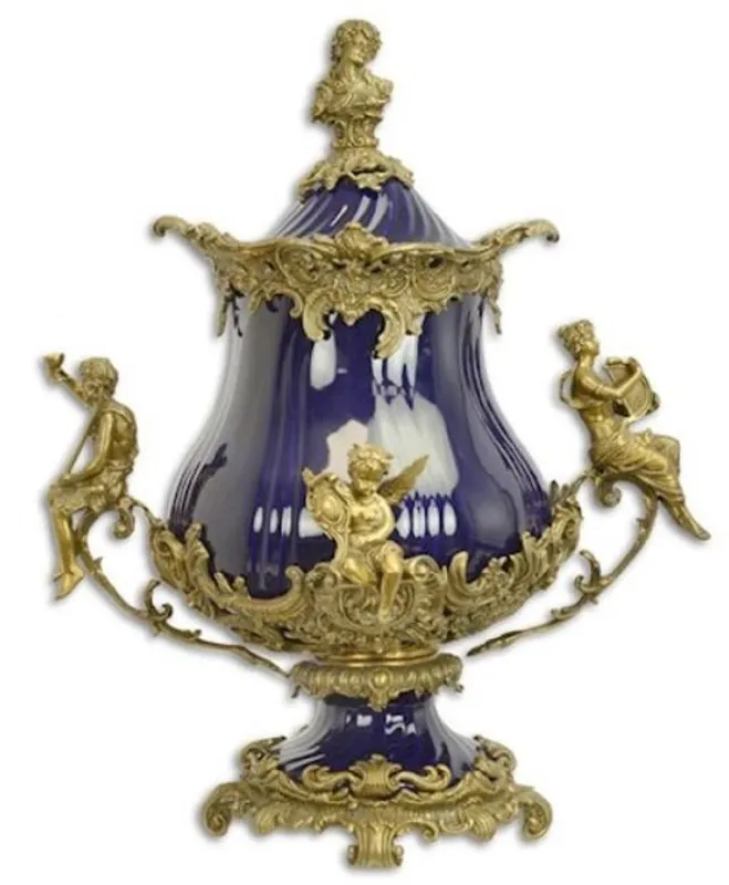Preis Gesenkt Casa Padrino Luxus Barock Porzellan Schüssel mit Deckel und 2 Messing Griffen