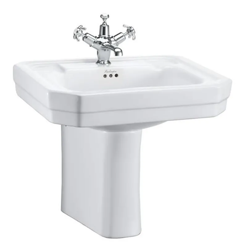 Casa Padrino Porzellan Waschbecken mit halben Sockel 56 x 47 x H. 50 cm - Hotel Möbel Billig