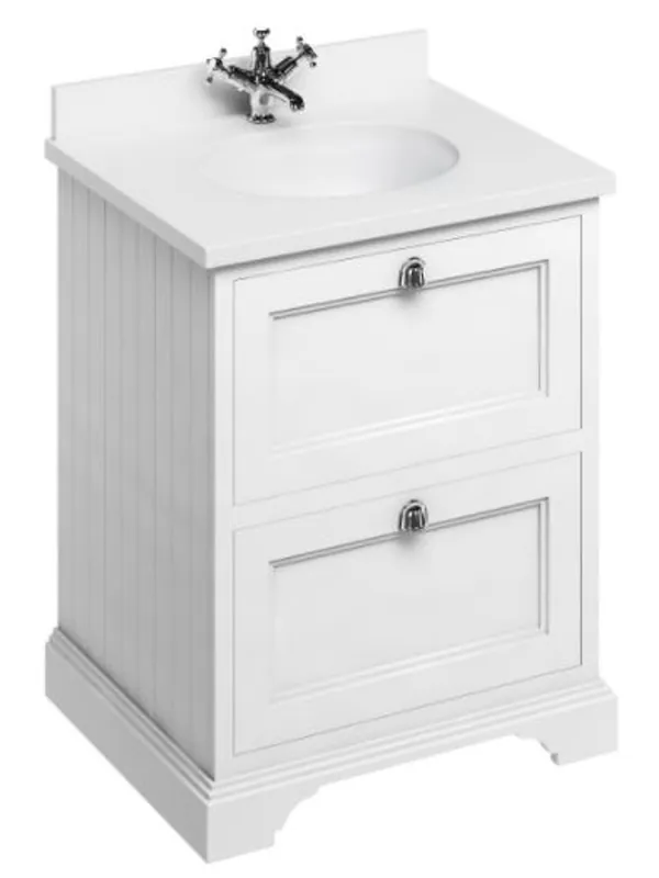 Casa Padrino Waschschrank / Waschtisch mit Marmorplatte und 2 Schubladen 67 x 55 x H.93 cm Echt