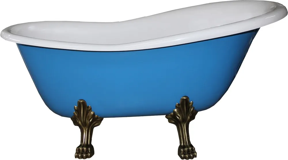 Freistehende Luxus Badewanne Jugendstil Roma Hellblau/Weiß/Altgold 1470mm - Barock Badezimmer - Mod1 Direkt Vom Hersteller