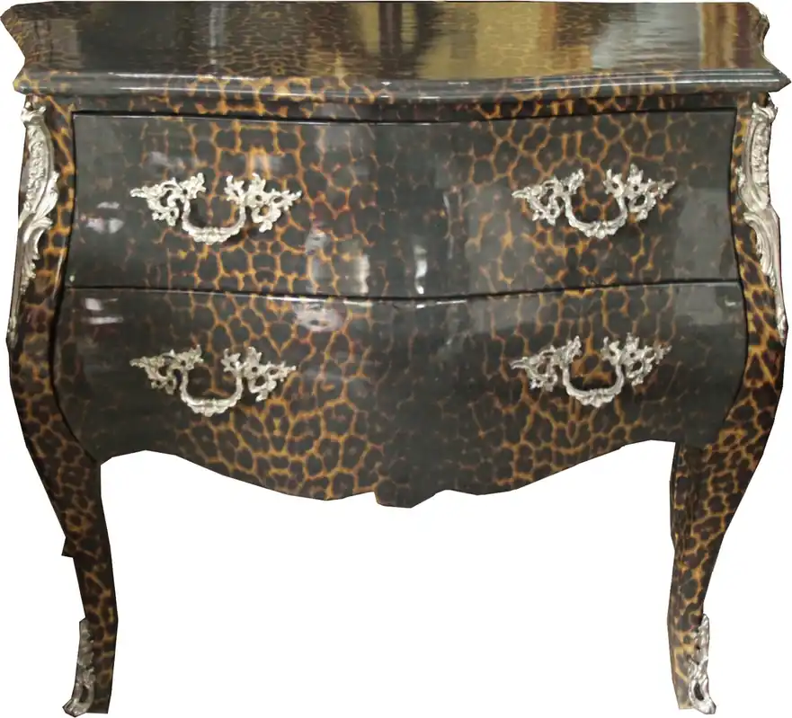Casa Padrino Barock Kommode Leopard Grau 105 cm - Schrank Möbel Preiswert