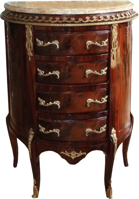 Casa Padrino Barock Kommode Mahagoni Braun Intarsien mit Marmorplatte B 68 cm, H 89 cm - Barock Kommode - Limited Edition Nur Heute