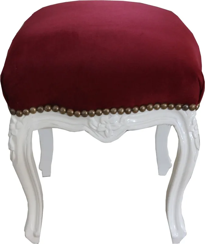 Casa Padrino Barock Sitzhocker Rot / Gold Höhe 40 cm, Breite 35 cm - Barock Möbel Abverkauf