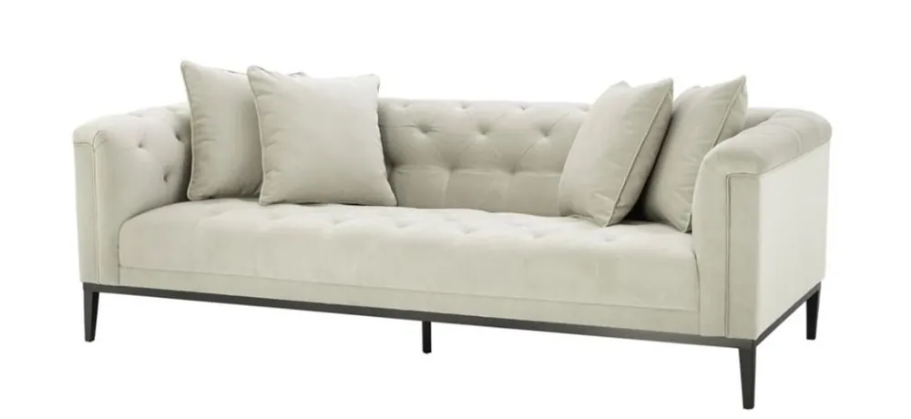 Casa Padrino Luxus Sofa Hellgrau Schwarz - Wohnzimmer Möbel Beliebt