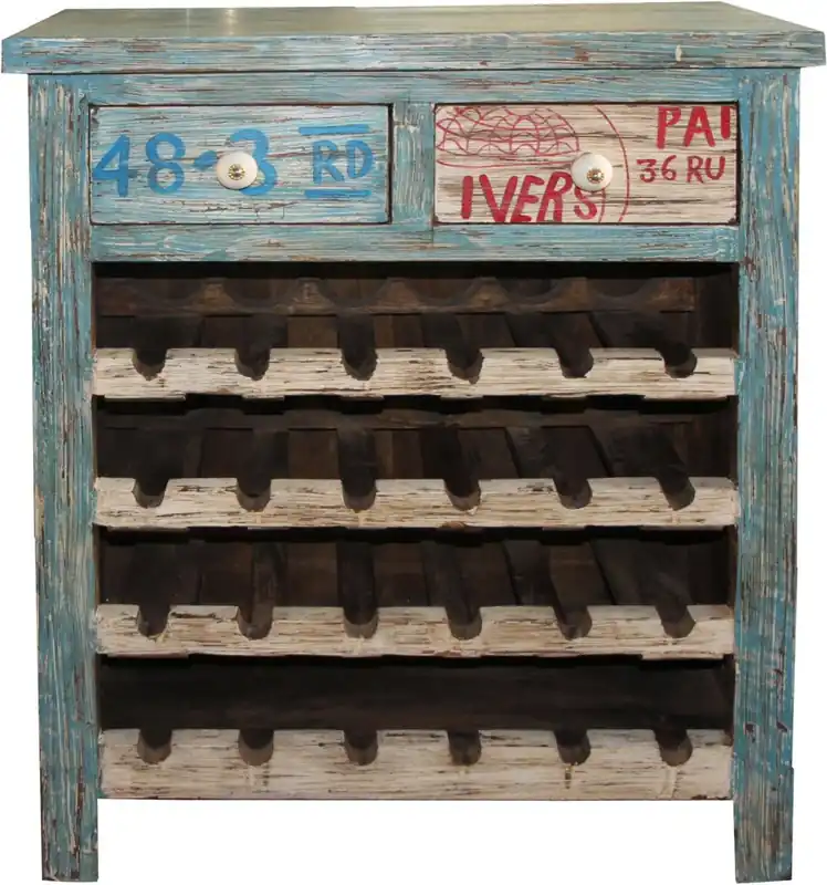 Casa Padrino Wein Schrank mit 2 Schubladen - Antik Stil Vintage Look Ausverkauf