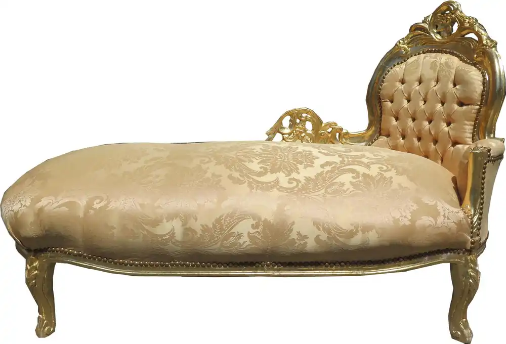Casa Padrino Barock Chaiselongue Gold Muster / Gold Mod2 - Barock Möbel Garantierte Lieferung