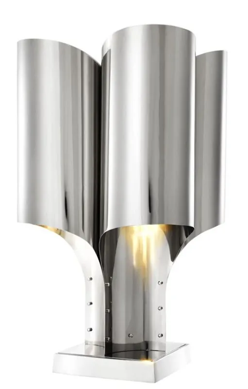 Casa Padrino Tischleuchte Silber 46 x 46 x H. 82,5 cm - Luxus Tischlampe Neu