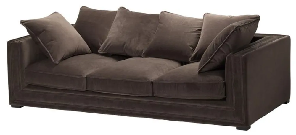 Casa Padrino Luxus Designer 3er Sofa Braun - Luxus Hotel Möbel Echt