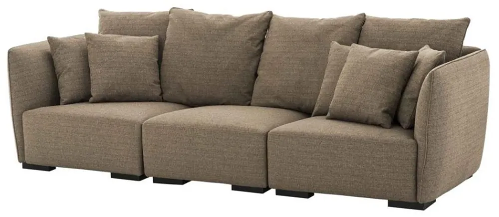 Casa Padrino Designer 3er Sofa Braun - Luxus Hotel Möbel Günstig