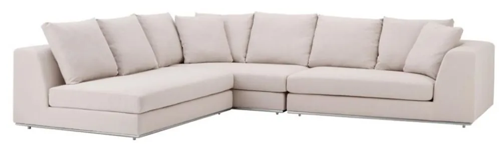 Direktkauf Casa Padrino Luxus Sofa Naturfarbig - Designer Ecksofa