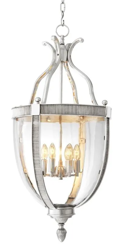 Casa Padrino Designer Hängeleuchte Silber 48 x H. 98 cm - Luxus Hängelampe Kracherpreis
