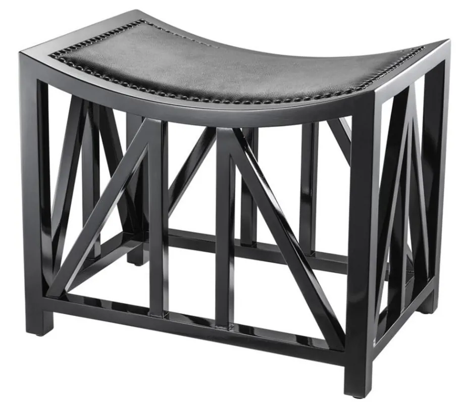 Casa Padrino Designer Mahagoni Hocker mit Kuhleder 52 x 35 x H. 42,5 cm - Luxus Hotel Hocker Jetzt Bestellen