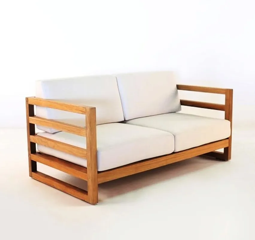 Bestseller Casa Padrino Garten 2-er Sofa Rustikal "Miami" Weiss-Creme/Braun 140 x 40 x H70 cm - Eiche Massivholz - Echtholz Möbel Massiv