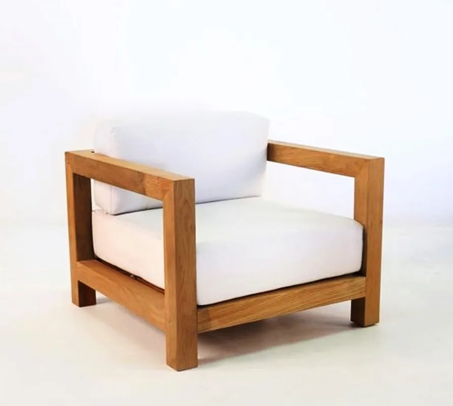 Casa Padrino Garten Sessel "Boston" Rustikal Weiss-Creme/Braun 80 x 40 x H70 cm - Eiche Massivholz - Echtholz Möbel Massiv Must-Have