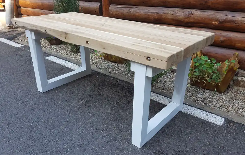 Direktkauf Casa Padrino Luxus Massivholz Esstisch - Eiche/Weiss - 200 cm x 90 cm x H80 cm - Schwere Ausführung
