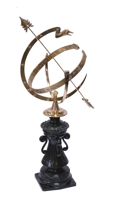 Casa Padrino Jugendstil Sonnenuhr Antik Stil Gussmetall H 105 cm - Schloss Sonnen Uhr - Luxus Garten Dekoration Günstig