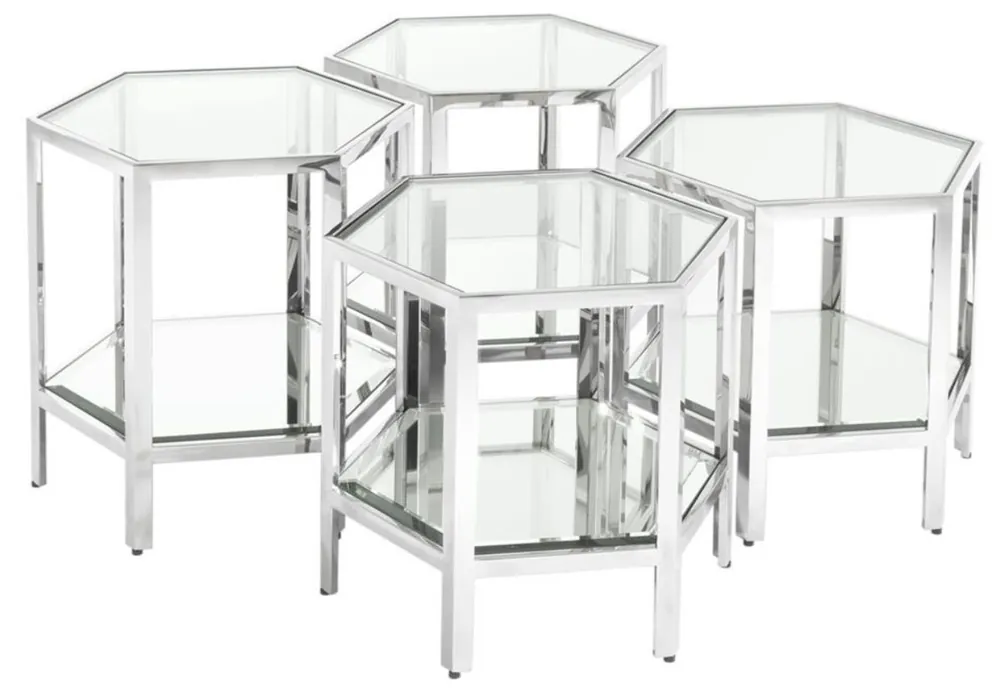 Casa Padrino Luxus Couchtisch 4er Set Silber - Designer Wohnzimmertisch Sofort Bestellen