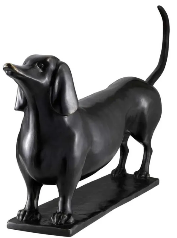 Solange Der Vorrat Reicht Casa Padrino Designer Bronzefigur Dachshund 46 x 8 x H. 23 cm - Luxus Qualität