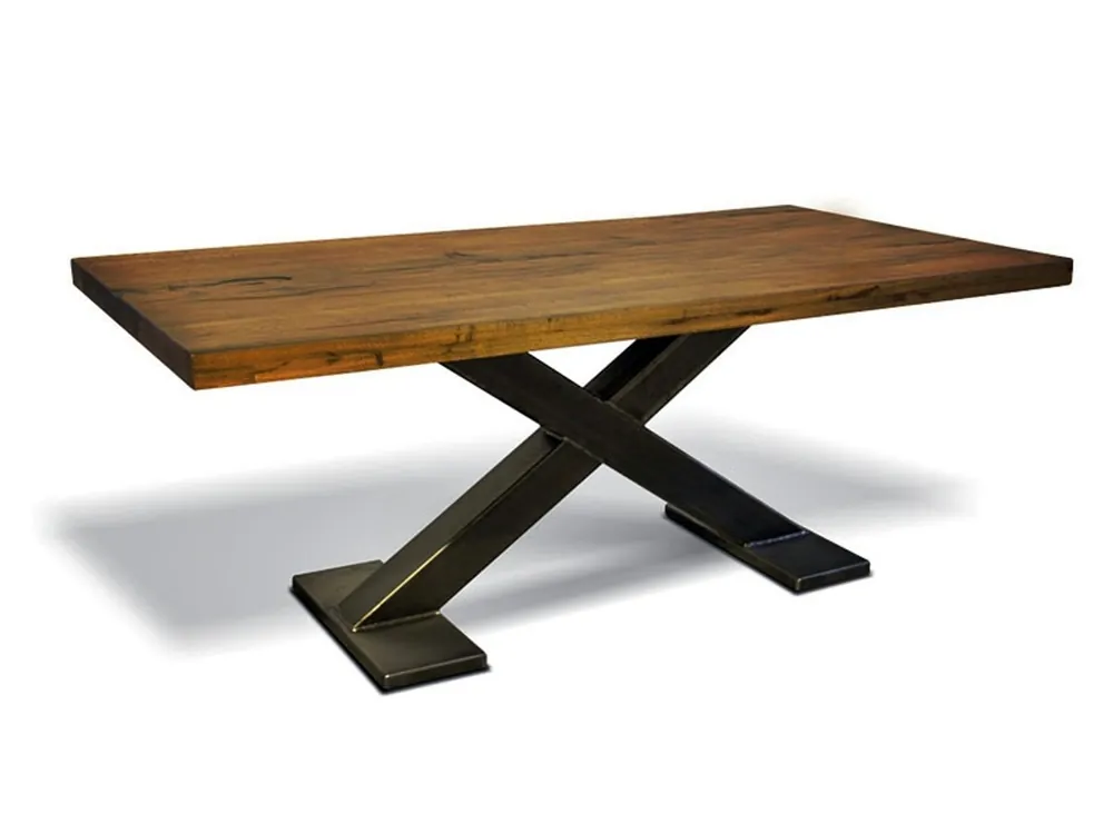 Günstig Casa Padrino Luxus Massivholz Esstisch mit Metallgestell - Eiche - 200 cm x 100 cm x H78 cm - Schwere Ausführung