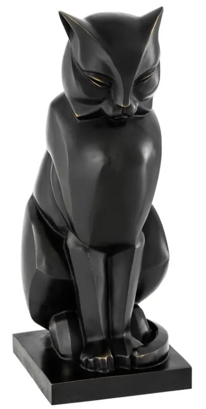 Casa Padrino Luxus Bronzefigur Katze 17,5 x 21 x H. 46 cm - Art Deco Figur Ausverkauf