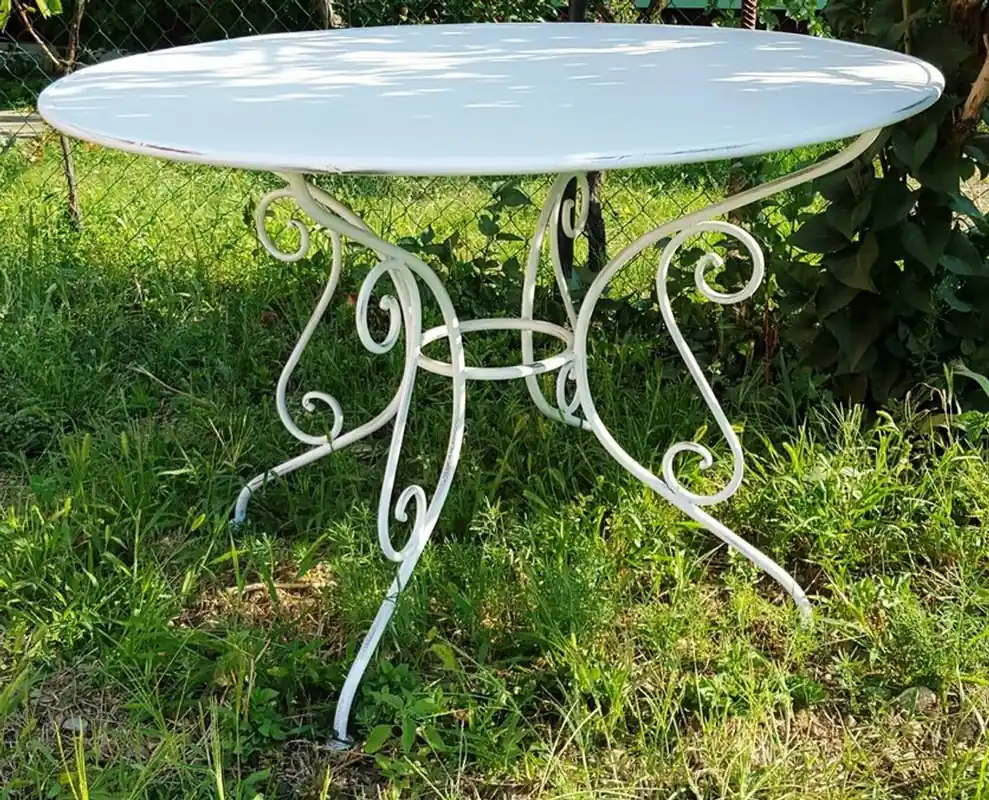 Casa Padrino Gartentisch aus Schmiedeeisen - verschiedene Farben - Ø115 cm x H75 cm - Luxus Gartenmöbel Expressversand