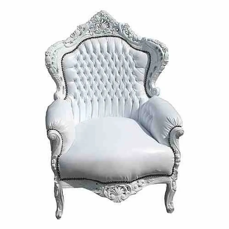 Nur Heute Casa Padrino Barock Sessel King Weiß Lederoptik 85 x 85 x H. 120 cm - Antikstil Möbel