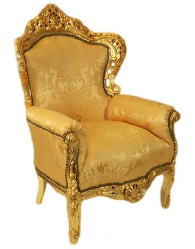 Casa Padrino Sessel King Gold Muster / Gold 85 x 85 x H. 120 cm - Barock Sessel Abverkauf