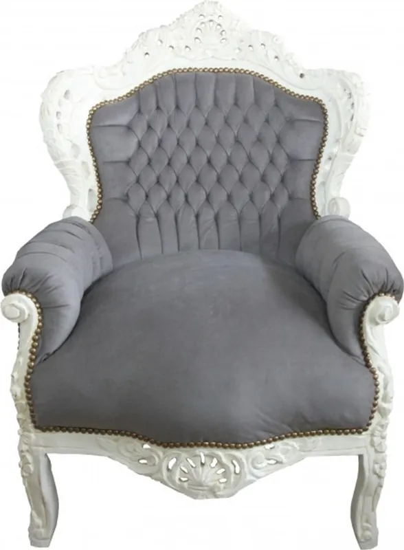 Super-Preis Casa Padrino Barock Sessel King Grau / Creme 85 x 85 x H. 120 cm - Antikstil Möbel