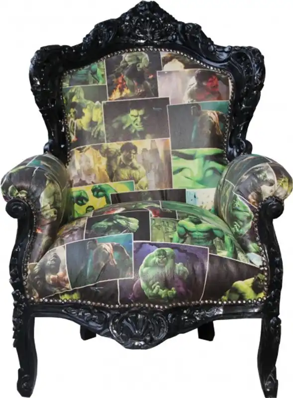 Preis Gesenkt Casa Padrino Barock Sessel King Comic Design / Schwarz Lederoptik - Möbel