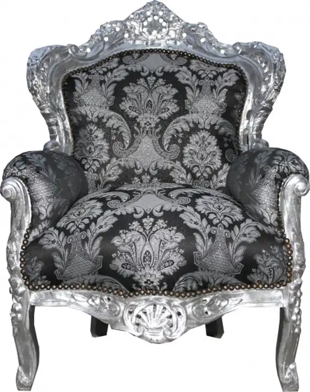 Jetzt Kaufen Casa Padrino Barock Sessel King Schwarz Muster / Silber 85 x 85 x H. 120 cm - Limited Edition Model