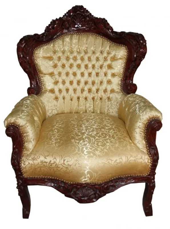 Top-Preis Casa Padrino Barock Sessel King Gold Muster / Braun 85 x 85 x H. 120 cm - Luxus Möbel im Antik Stil