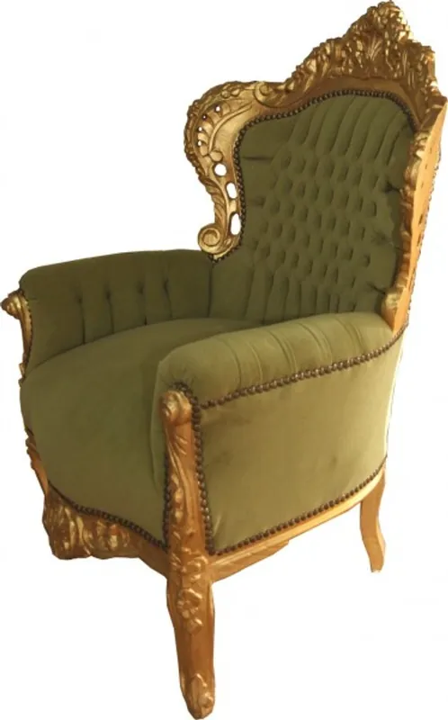 Casa Padrino Barock Sessel King Jadegrün / Gold 85 x 85 x H. 120 cm - Barock Möbel Jetzt Bestellen