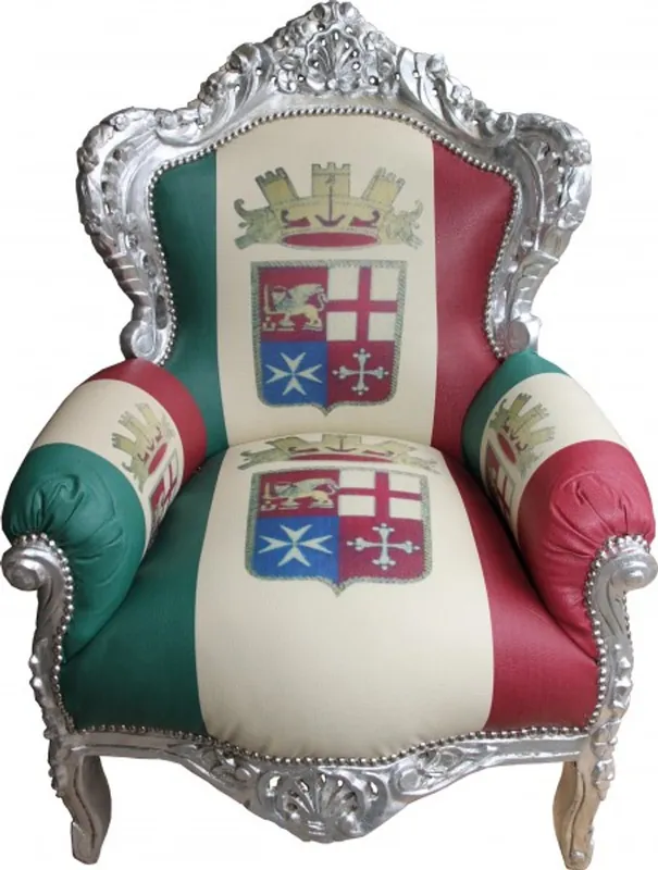 Casa Padrino Barock Sessel King Italien / Silber 85 x 85 x H. 120 cm - Barock Sessel im Italien Design Neue Kollektion
