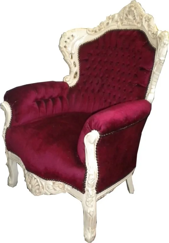 Casa Padrino Barock Sessel King Bordeaux / Creme 85 x 85 x H. 120 cm Sofort Bestellen