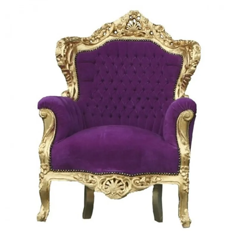 Casa Padrino Barock Sessel King Lila / Gold - Barock Möbel Direkt Vom Hersteller