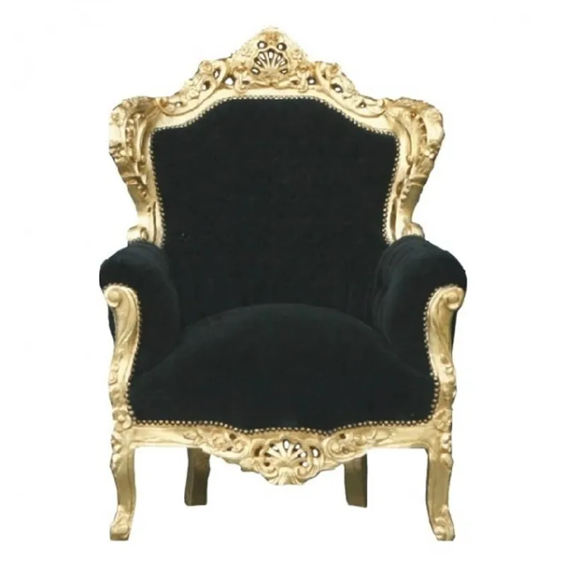 Casa Padrino Barock Sessel King Schwarz / Gold - Antik Stil Sessel Barockmöbel Barocksessel Günstig