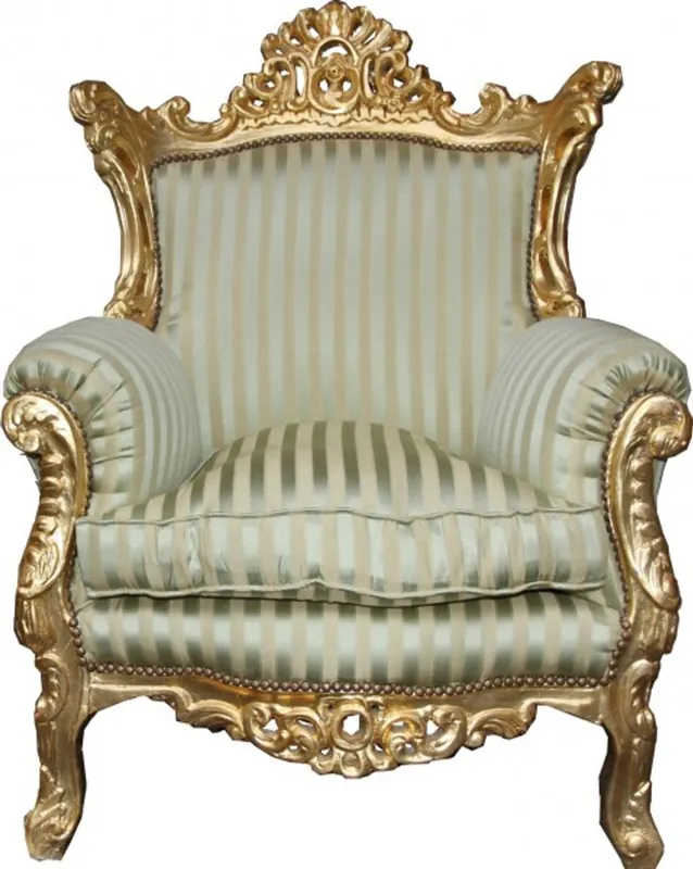 Casa Padrino Antik Stil Sessel Al Capone Mod2 Jadegrün / Beige / Gold 85 x 65 x H. 127 cm - Barockmöbel Meistverkauft