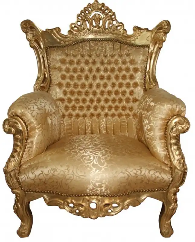Casa Padrino Barock Sessel Al Capone Mod2 Gold Muster / Gold 85 x 65 x H. 127 cm - Antik Stil Aktuell