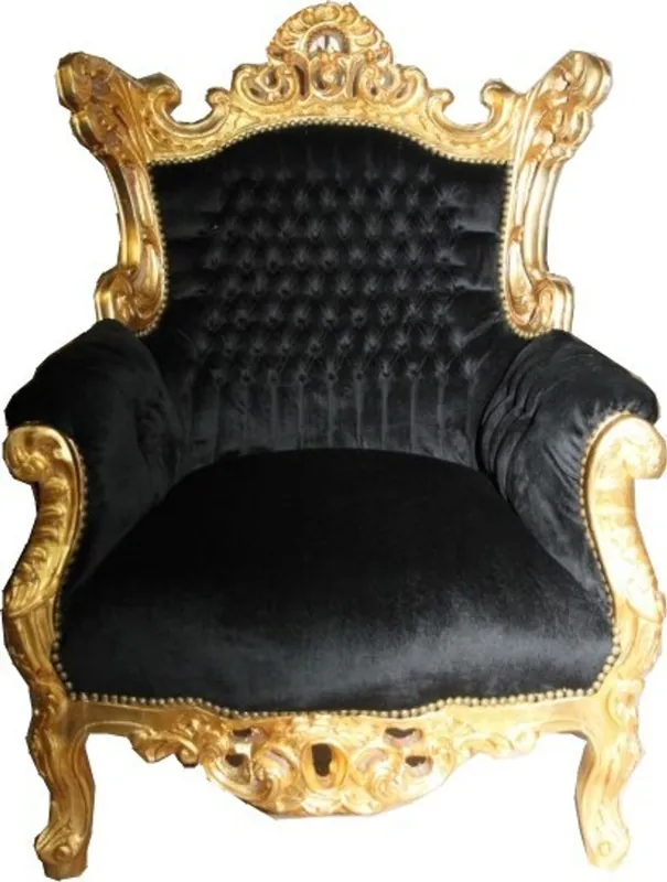 Günstig Casa Padrino Barock Sessel Al Capone Schwarz / Gold 90 x 80 x H. 120 cm - Antik Stil Möbel