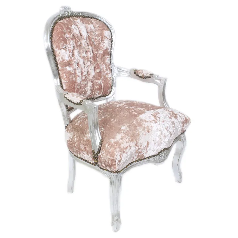 Solange Der Vorrat Reicht Casa Padrino Antik Stil Barock Salon Stuhl Rose Velour Stoff / Silber 60 x 50 x H. 93 cm - Barock Möbel