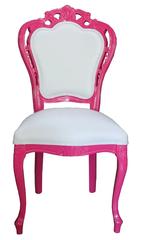 Bestpreis Casa Padrino Luxus Barock Esszimmer Stuhl in Weiß/Pink - Designer Stuhl - Luxus Qualität