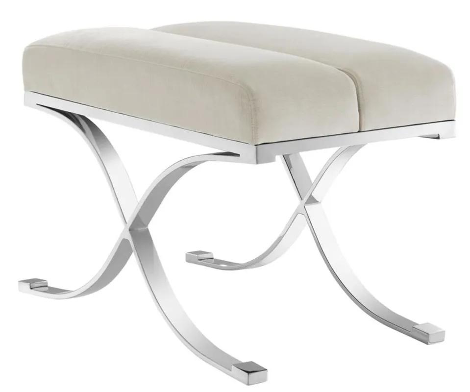 Garantierte Lieferung Casa Padrino Luxus Hocker Hellgrau 69 x 42 x H. 51 cm - Designermöbel
