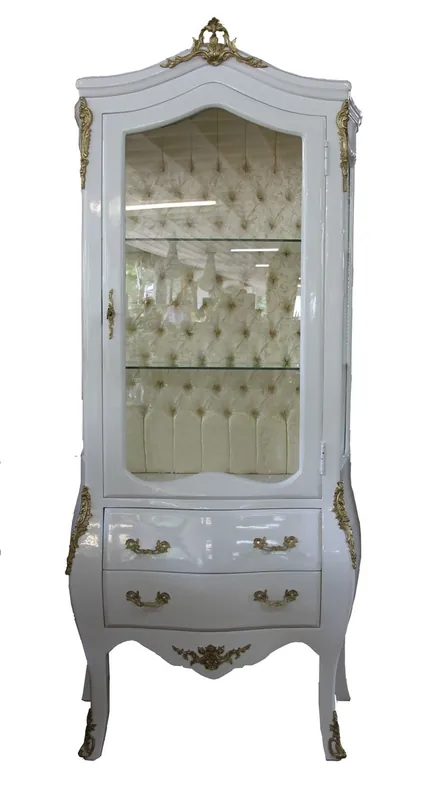 Casa Padrino Barock Vitrine Weiß / Gold - Vitrinenschrank - Wohnzimmerschrank Glasvitrine Letzte Chance