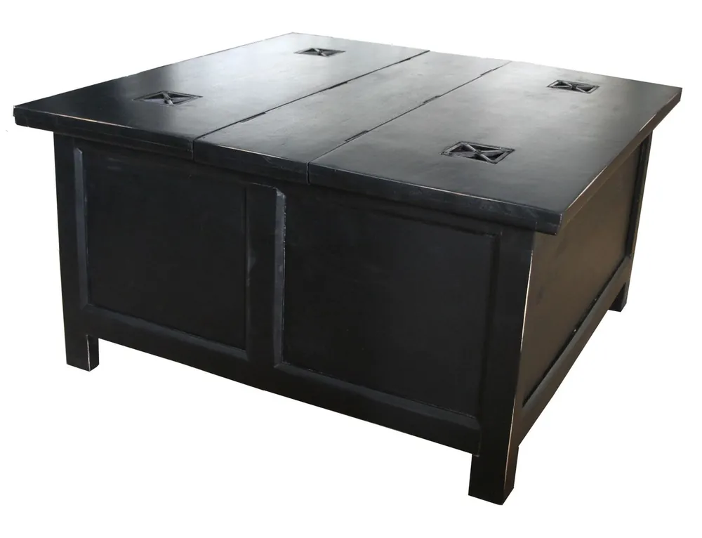Neue Ware Casa Padrino aufklappbarer Couchtisch in Schwarz - 85,5 cm x 85,5 cm x H45 cm - Landhausstil
