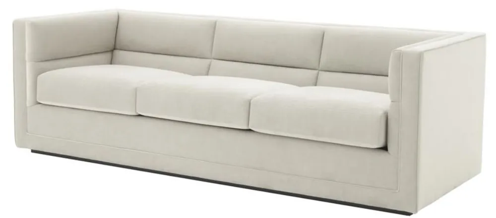 Casa Padrino Luxus 3er Sofa Hellgrau 231 x 86 x H. 73,5 cm - Luxus Wohnzimmer Sofa Sale